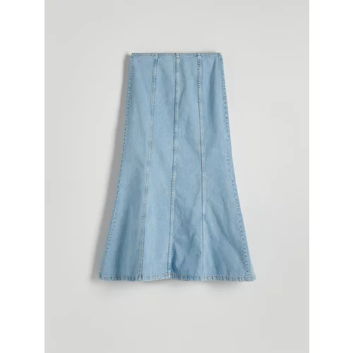 Reserved - Suknja od trapera s ukrasnim šavovima - plava