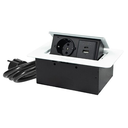 Mitea_Electric Priključnica bela 1.5m POPUP name&scaron;tajska + USB Tip-A+Tip-C 5V 2.1A 10W, 16A 250V-3600W 3x1.5mm2 ME-PN-1215-USB/B-1 Cene