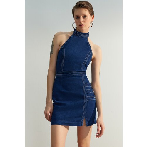 Trendyol Dress - Blue - Off-shoulder Slike