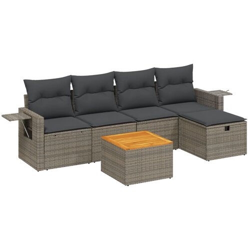 6-dijelni set vrtnih sofa od poliratana s jastucima sivi Slike