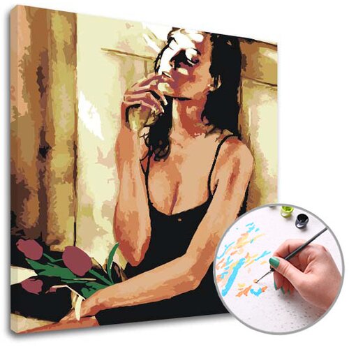 Artmie Slikanje po brojevima ŽENA SA CVIJEĆEM - mala težina | na okviru Cijene