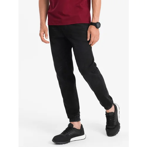 Ombre Men's denim jogger pants - black OM-PADJ