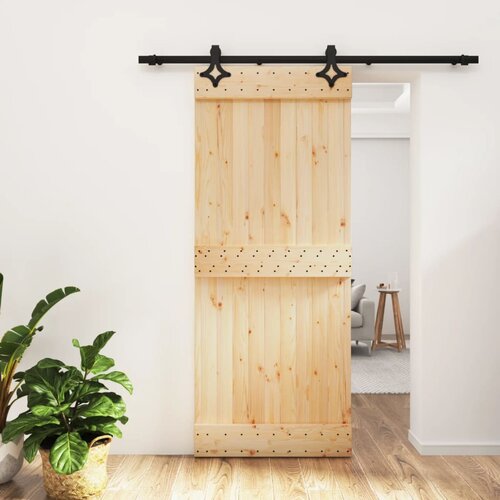 vidaXL Drsna vrata s kompletom vodil 85x210 cm trdna borovina Cene