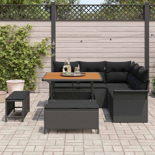  Sjedeća garnitura za vrt 8 kom. Crna poliratan 187,5 x 187,5 x 85 cm Slike