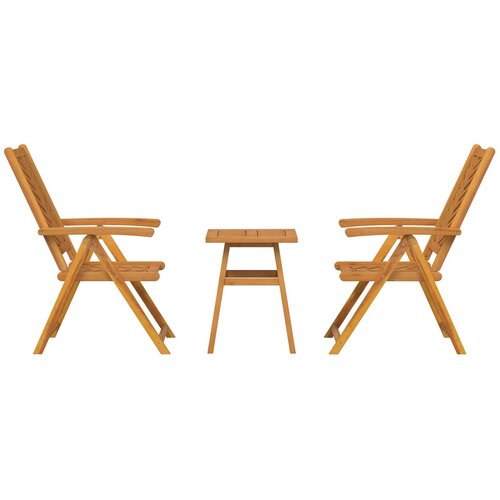 Vrtni set za objed 3 kom. Smeđa Čvrsto drvo akacije 150 x 90 x 60 cm Slike