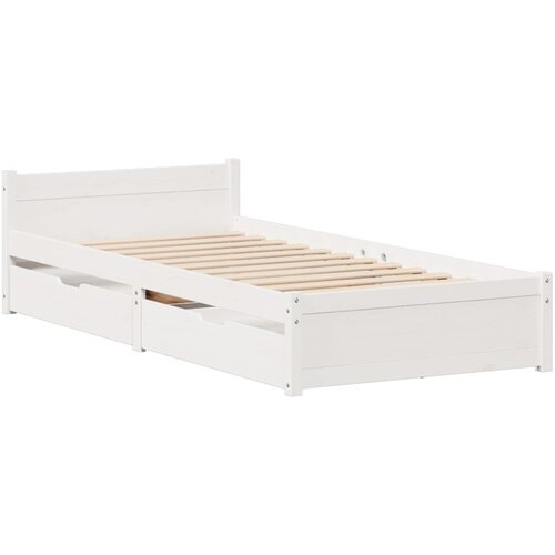 vidaXL Posteljni okvir s predali bel 90x200 cm trdna borovina, (21304188) Cene
