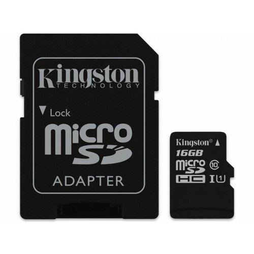 Kingston UHS-I MicroSDHC 16GB 80R class 10 SDCS/16GB + adapter memorijska kartica Slike