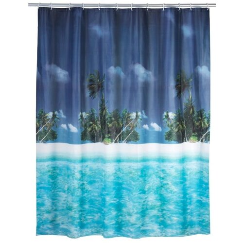 Wenko plava zavjesa za tu&amp;scaron; ili kadu Dreamy Beach, 180 x 200 cm Slike
