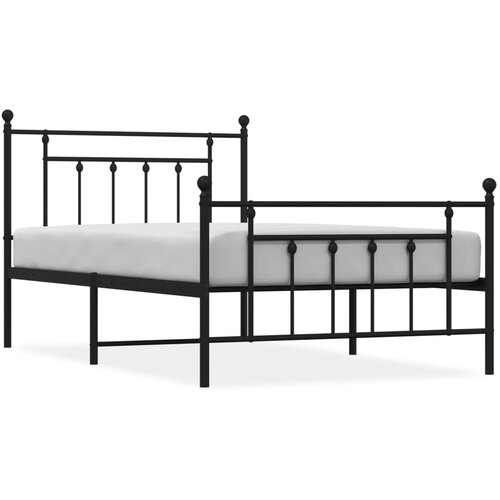 vidaXL Kovinski posteljni okvir z vzglavjem in vznožjem črn 100x200 cm, (20788323) Cene