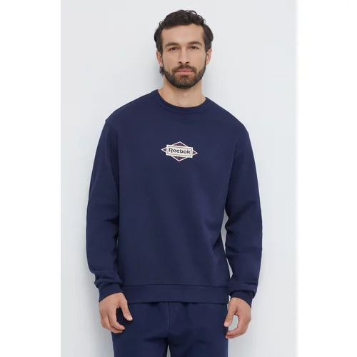 Reebok Classic Bombažen pulover moška, mornarsko modra barva