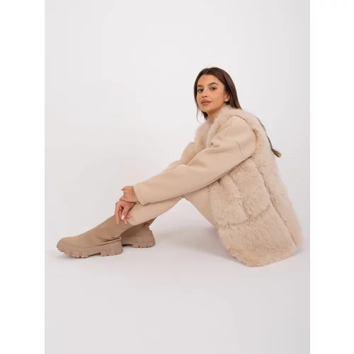 Fashion Hunters Beige fur vest with lining