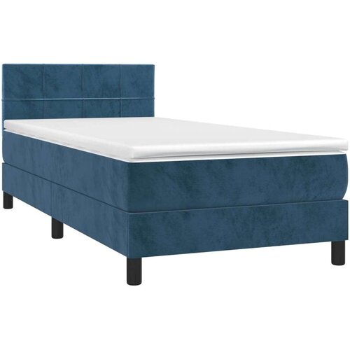 VidaXL Krevet box spring s madracem LED tamnoplavi 100x200 cm bar&amp;scaron;un Slike
