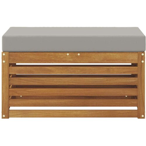  Vanjska stolica klupa s jastukom Prirodna 80 x 43 x 37 cm - Prirodna i svijetlo siva 80 cm Zatvoren prostor za noge Slike