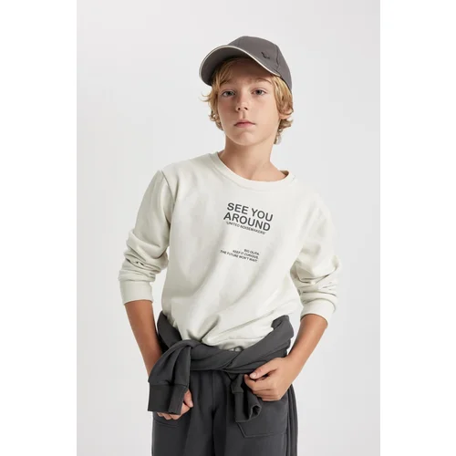 Defacto Boy's Crew Neck Printed Sweatshirt