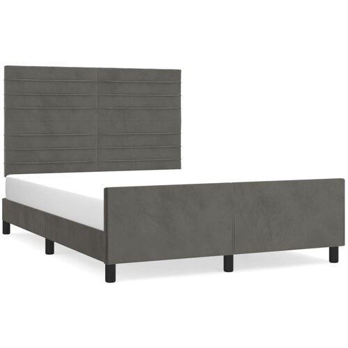 VidaXL Posteljni okvir z vzglavjem temno siv 140x200 cm žamet, (20788484) Slike