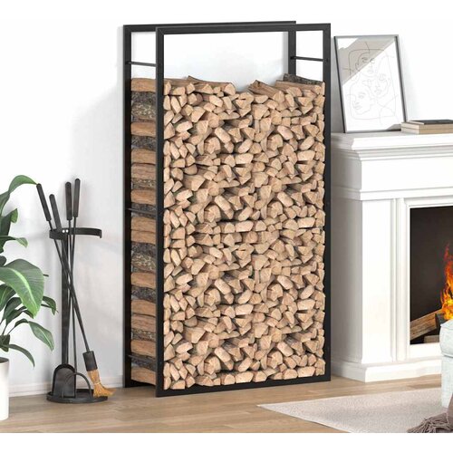  Stalak za drva za ogrjev mat crni 80x28x154 cm čelik Slike