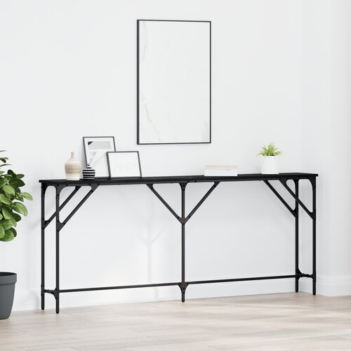 VidaXL Konzolna miza Črna hrastovina 180x23x75 cm Lesena Slike