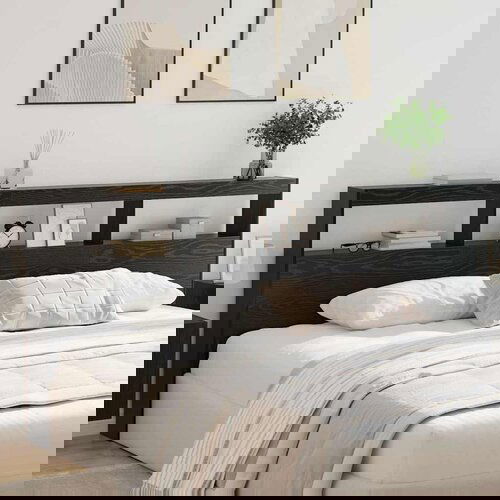 VidaXL Uzglavlje Crni hrast 220 x 17 x 102 cm Konstruirano drvo Slike