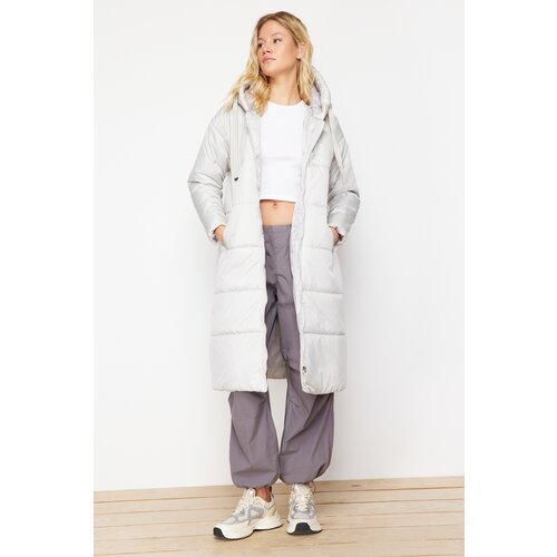 Trendyol Stone Hooded Water Repellent Long Down Coat Slike