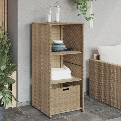 VidaXL Vrtna omara za shranjevanje bež 50x55x115 cm poli ratan Slike