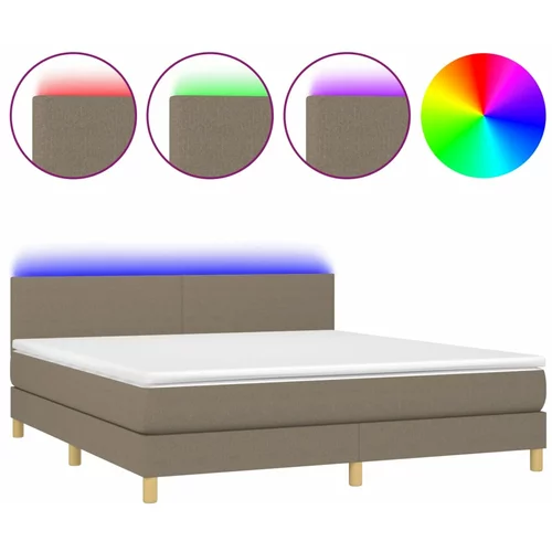 vidaXL Box spring postelja z vzmetnico LED taupe 160x200 cm blago, (20900017)