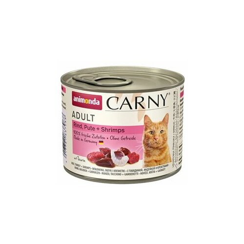 Animonda Carny konzerva za mačke Adult Govedina, ćuretina i škampi 200gr Slike