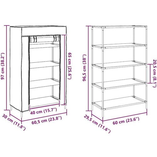 vidaXL Ormarić za cipele sivi 60,5x30x97 cm netkana tkanina Cijene