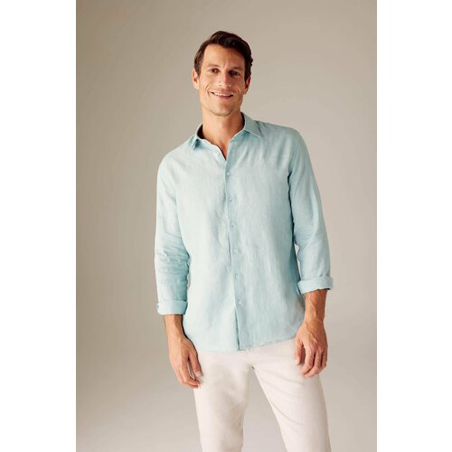 Defacto Modern Fit Italian Neck linen Long Sleeve Shirt Slike