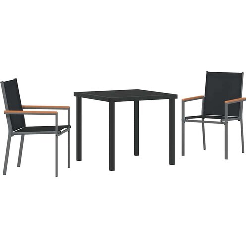  Vrtni set za objed 3 pcs Crna Čelik s prahom Slike