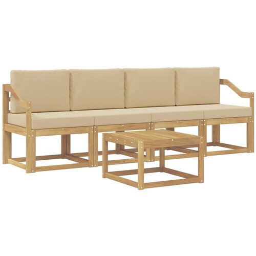 vidaXL Zunanja garnitura za sedenje z blazino 5 pcs Bela in bež, (5000281884) Cene