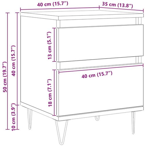 za krevet Crni hrast 40 x 35 x 50 cm Konstruirano drvo Slike
