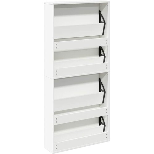  za cipele s 4 razine i ogledalom 63x17x134 cm bijeli Slike
