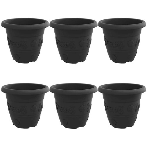  Okrugla saksija za cveće 6 pcs Crna &amp;Oslash; 26 x 21.5 cm Plastika - Crna &amp;Oslash; 22 x 18 cm 6 Slike