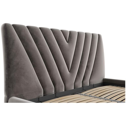 Boxxx OBLAZINJENA POSTELJA 160 cm x 200 cm , tekstil temno siva Slike