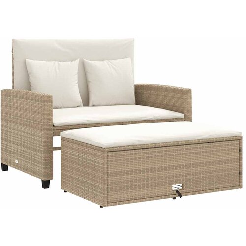  Vrtni dvosjed s jastucima bež od poliratana Beige and cream Slike