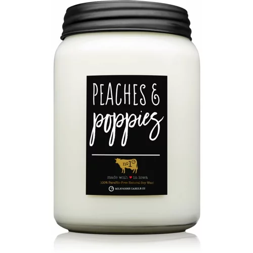 Milkhouse Candle Co. Farmhouse Peaches & Poppies dišeča sveča Mason Jar 737 g