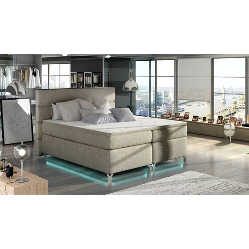 ELTAP Tapecirani boxspring krevet Amadeo s LED rasvjetom-160x200-Dora 22 Cijene