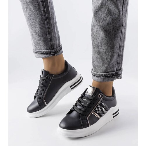 Gemre Black sneakers decorated with rhinestones Xarles Cene