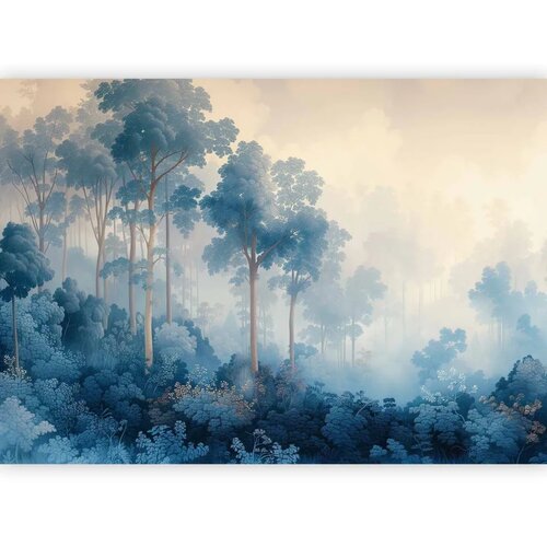  Foto tapeta - Landscape with Trees in Illustrative Style Fairy-Tale Blue Forest 150x105 Standard Slike