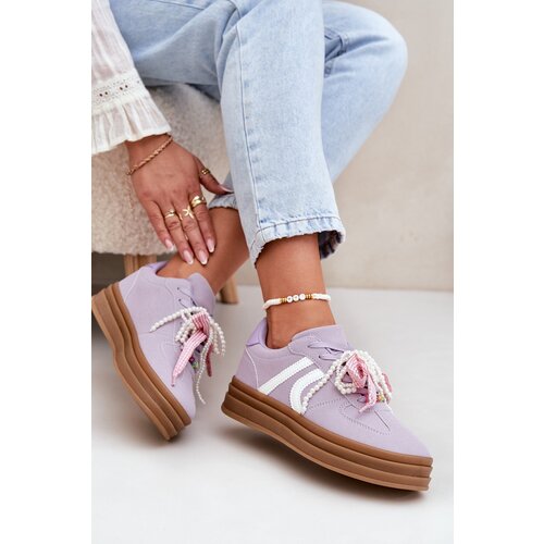 Boto Women's Platform Sneakers With Decorations Purple Vinness Cene