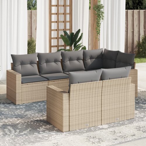 vidaXL 7-dijelni set vrtnih sofa od poliratana s jastucima bež Cijene