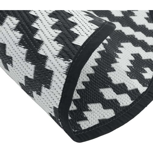 VidaXL Vanjski tepih bijelo-crni &amp;Oslash; 120 cm PP Slike