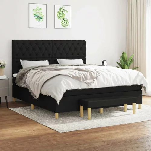  Box spring postelja z vzmetnico črna 160x200 cm blago, (20788970)