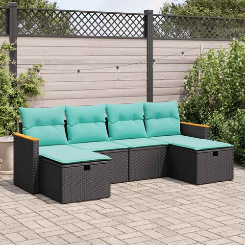 vidaXL 6-dijelni set vrtnih sofa s jastucima crni od poliratana Cijene