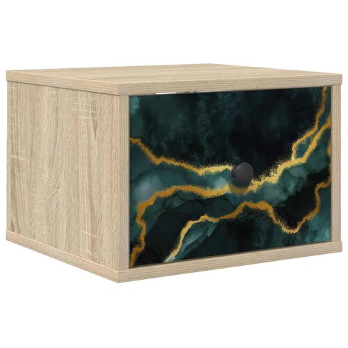  Wall-mounted noćni ormarić WIJHE Hrast sonoma 36 x 33 x 25 cm - Hrast sonoma Tirkizni mramorni uzorak 1 Slike