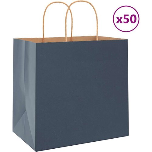  Papirnate vrećice 50 kom s ručkama plave 26x17x25 cm Cene