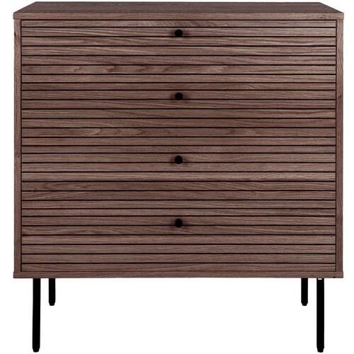 House Nordic Temno rjava nizka komoda v hrastovem dekorju 80x85 cm Kyoto – Cene