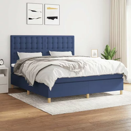  Box spring postelja z vzmetnico modra 160x200 cm blago, (20897176)