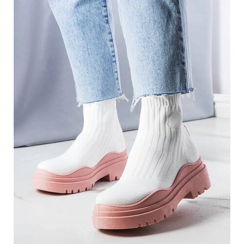 Gemre White sock boots with pink sole Cali Cene
