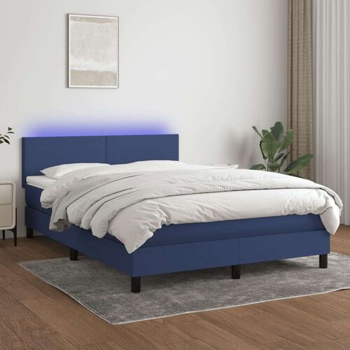  Box spring postelja z vzmetnico LED modra 140x200 cm blago, (20898788) Slike